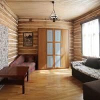 Log cabin in the center